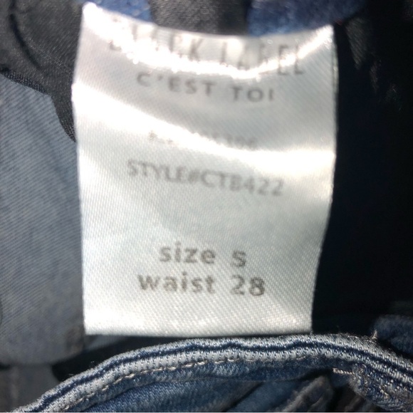 Black Label Size 5 28 Small Jeans Skinny Blue Raw Edge Stretch Racer Stripes - Picture 7 of 7